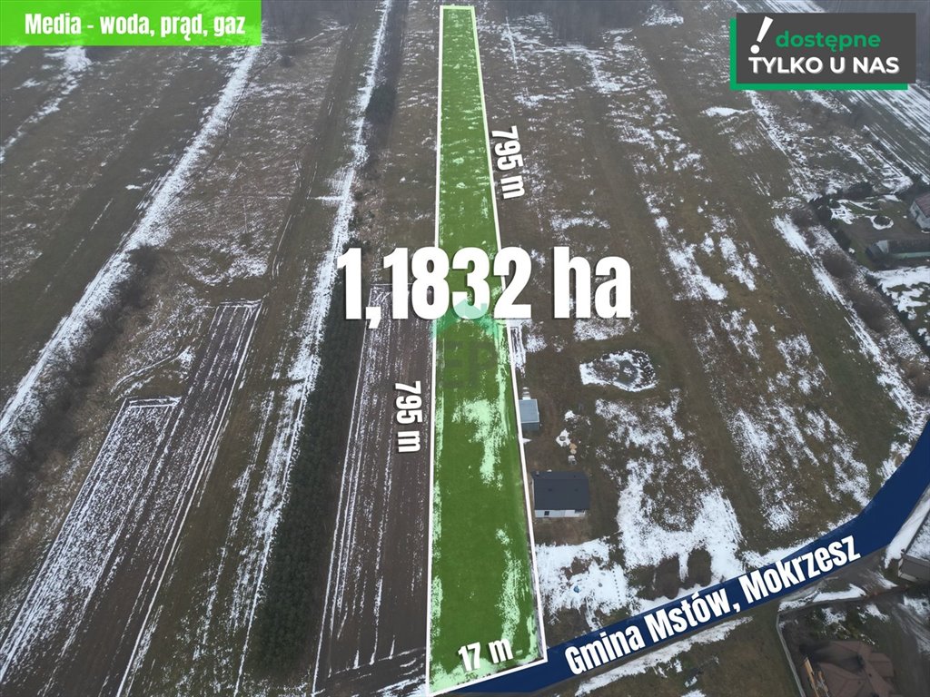 Działka 11 832 m² w Mokrzeszu - spokój i media w zasięgu. Mokrzesz  11 832m2 Foto 1
