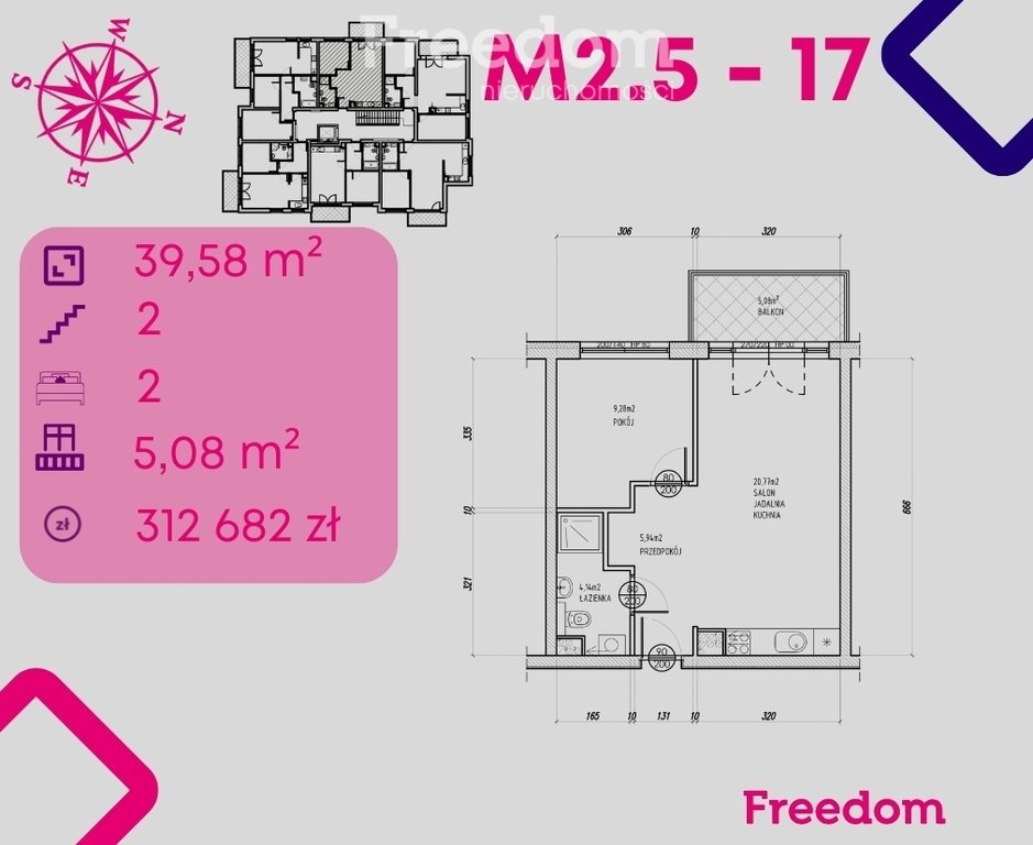 Mieszkanie dwupokojowe na sprzedaż Bonin  40m2 Foto 1