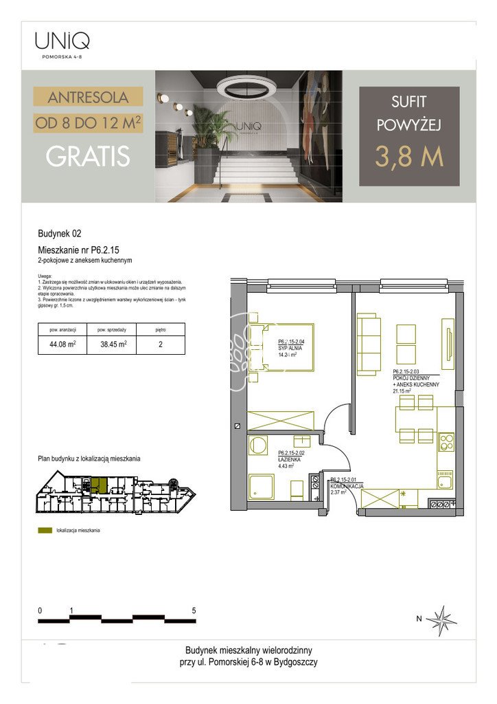 Dwupokojowe mieszkanie w centrum Bydgoszczy, 40,91 m2 Bydgoszcz, Centrum, Pomorska  41m2 Foto 1