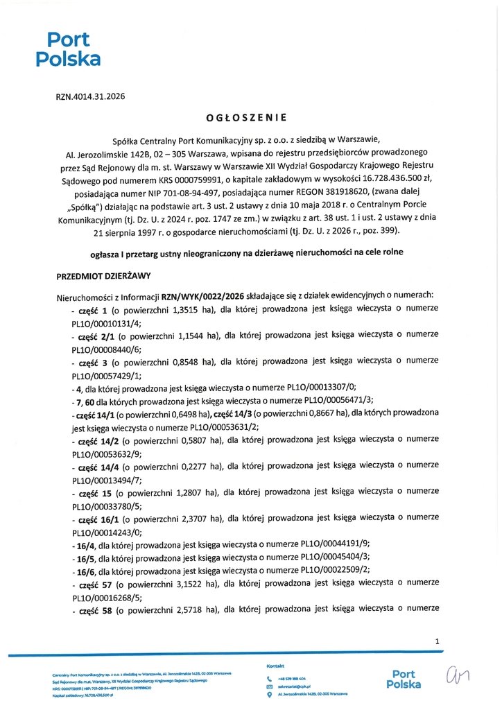Działka rolna na wynajem 425 554 m² w Teresinie Teresin  425 554m2 Foto 1