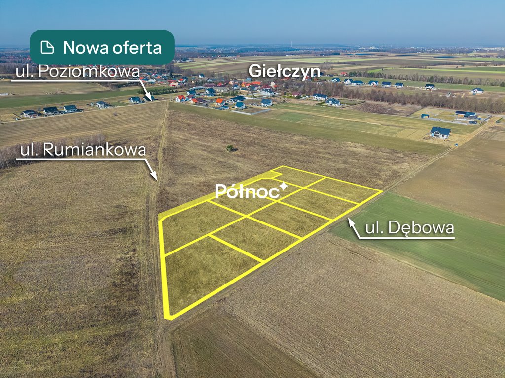 Działka pod dom w Giełczynie, 1033 m², blisko Łomży Giełczyn, Dębowa  1 033m2 Foto 1
