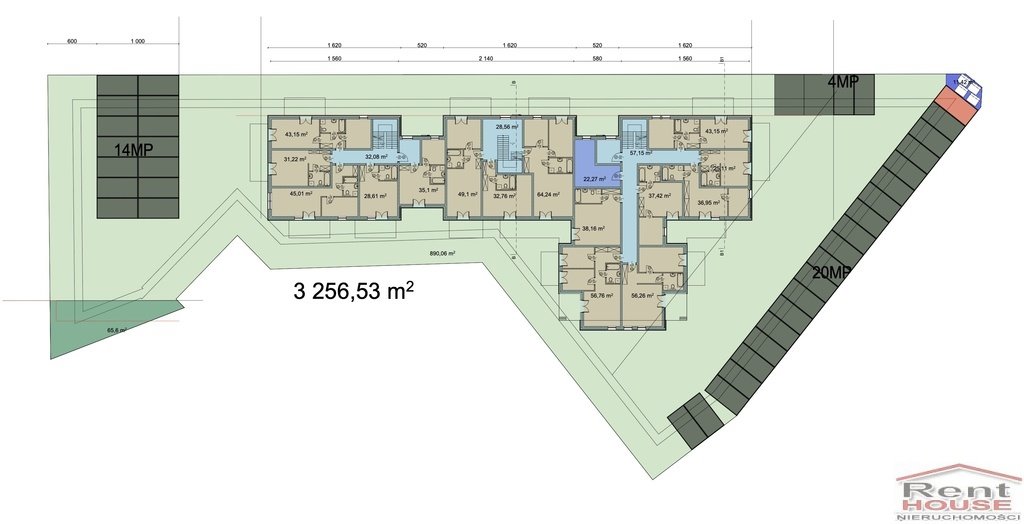 Działka pod wielorodzinny budynek z tarasami, 3263 m2 Szczecin, Dąbie  3 263m2 Foto 1