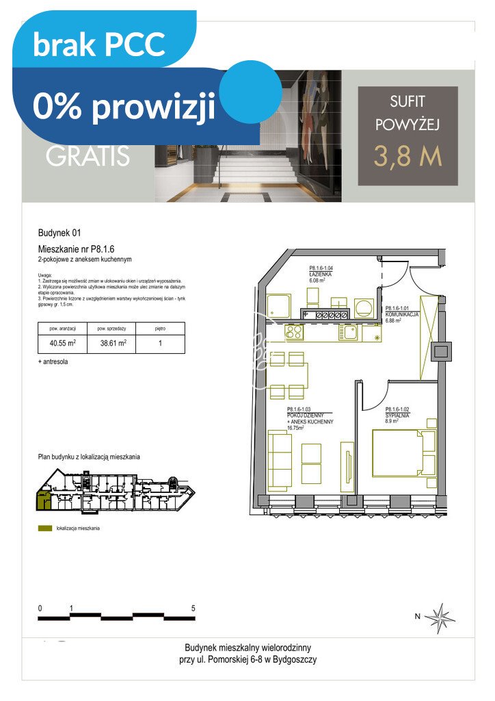 Sprzedam nowoczesne 2-pokojowe mieszkanie z antresolą i panoramicznymi oknami Bydgoszcz, Centrum, Pomorska  39m2 Foto 1