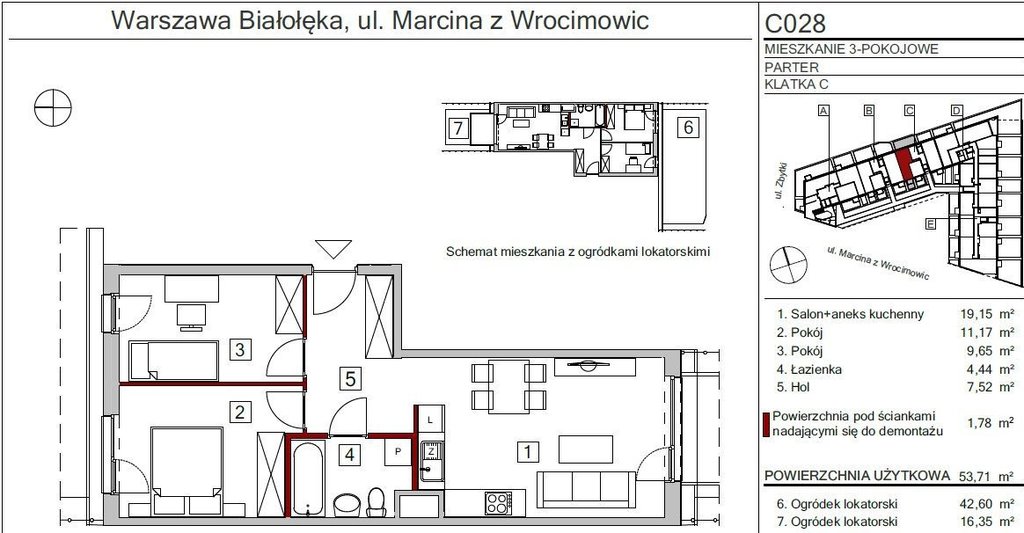 Mieszkanie trzypokojowe na sprzedaż Warszawa, Białołęka, Marcina z Wrocimowic  54m2 Foto 9