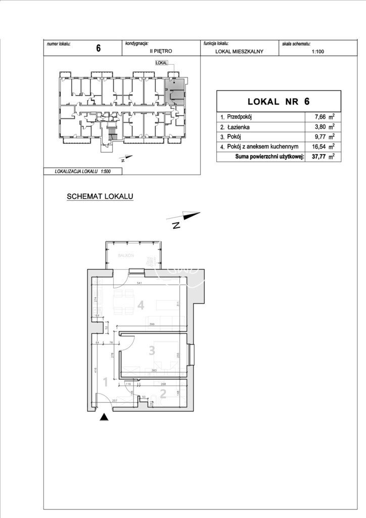 Przestronne 2-pokojowe mieszkanie w Fordonie, 37,77 m2 Bydgoszcz, Fordon, Władysława Żemojtela  38m2 Foto 1