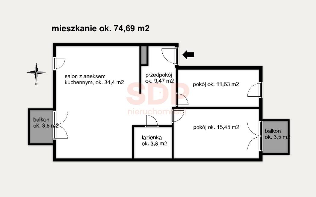 Mieszkanie trzypokojowe na sprzedaż Wrocław, Psie Pole, Poświętne, Kamieńskiego Henryka Michała  75m2 Foto 6