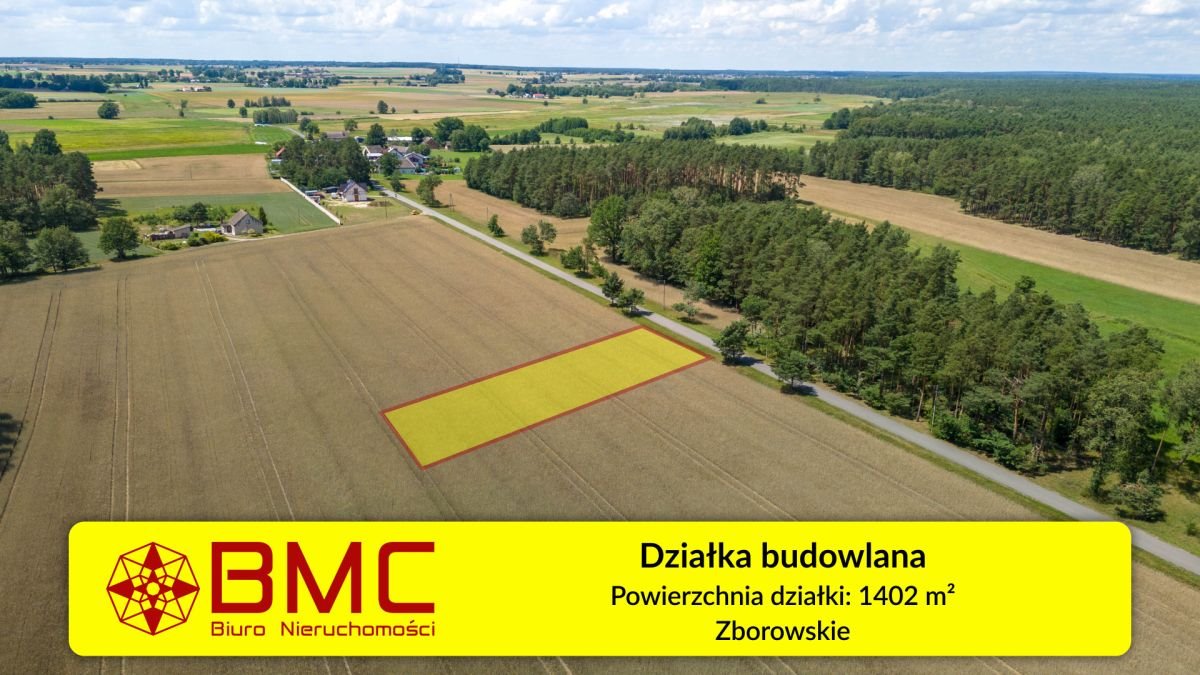 Działka budowlana 1402 m2 w Zborowskim – spokojna okolica Zborowskie, Dolna  1 402m2 Foto 1