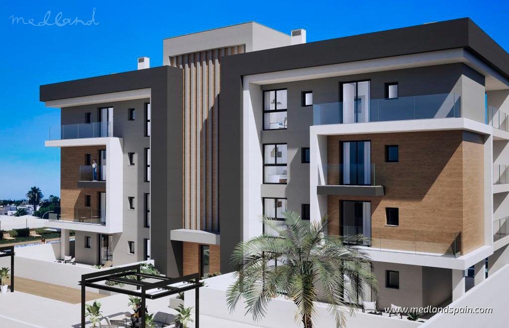 Nowoczesne 3-pokojowe apartamenty z basenem i widokiem na Mar Menor Hiszpania, Los Alcázares  97m2 Foto 1