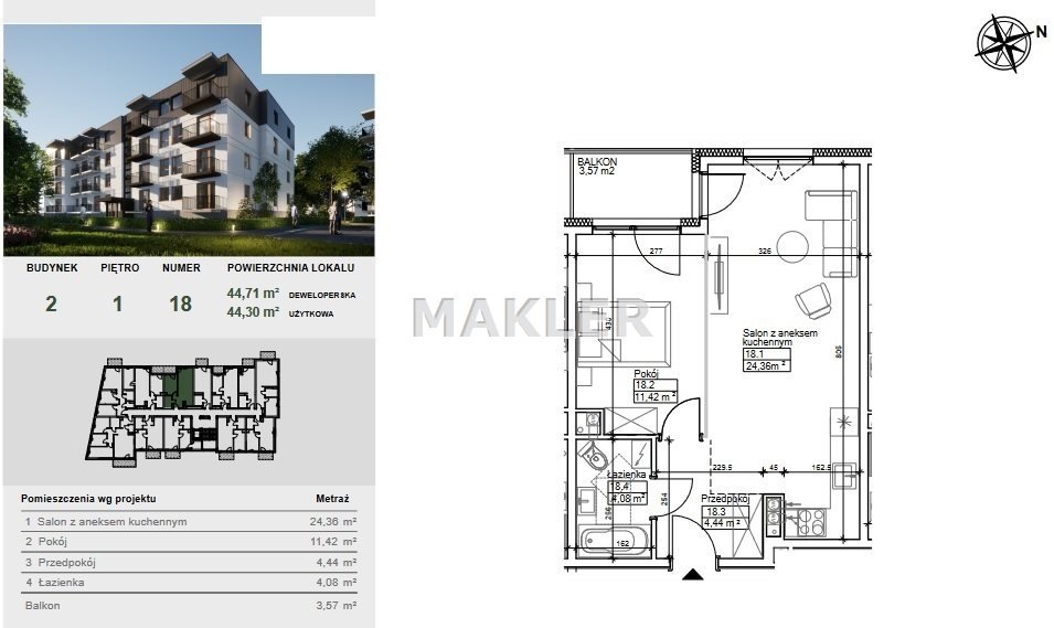 Mieszkanie dwupokojowe na sprzedaż Bydgoszcz, Szwederowo  44m2 Foto 5