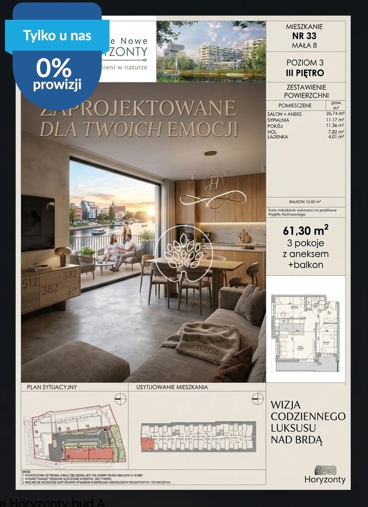 Mieszkanie 61 m² w Bydgoszczy - 3 pokoje i atrakcyjna cena Bydgoszcz, Fordońska  61m2 Foto 1