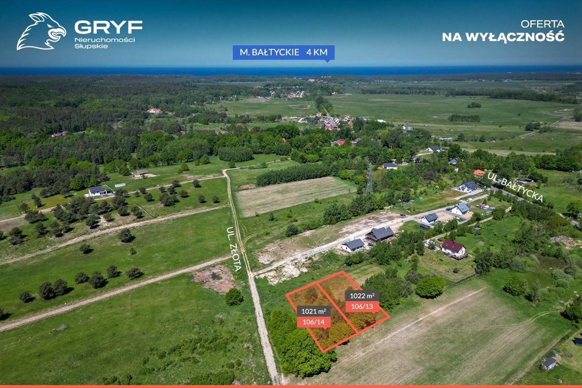 Działki pod dom i inwestycję, 4 km od morza - polecam! Objazda  1 022m2 Foto 1