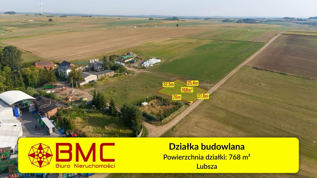 Działka 768 m² pod zabudowę w Lubszy – media w drodze Lubsza, Młynek  768m2 Foto 1