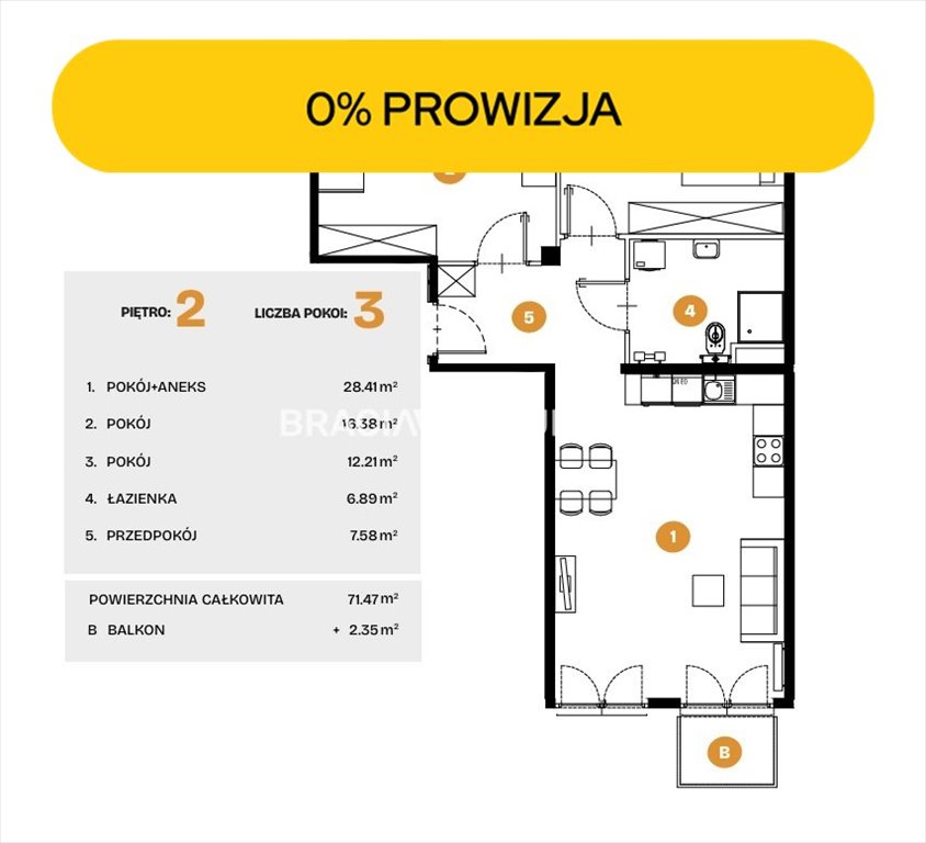 Zapraszam do nowoczesnego 3-pokojowego mieszkania z tarasem w Bronowicach Kraków, Bronowice, Bronowice, Na Błonie  71m2 Foto 1