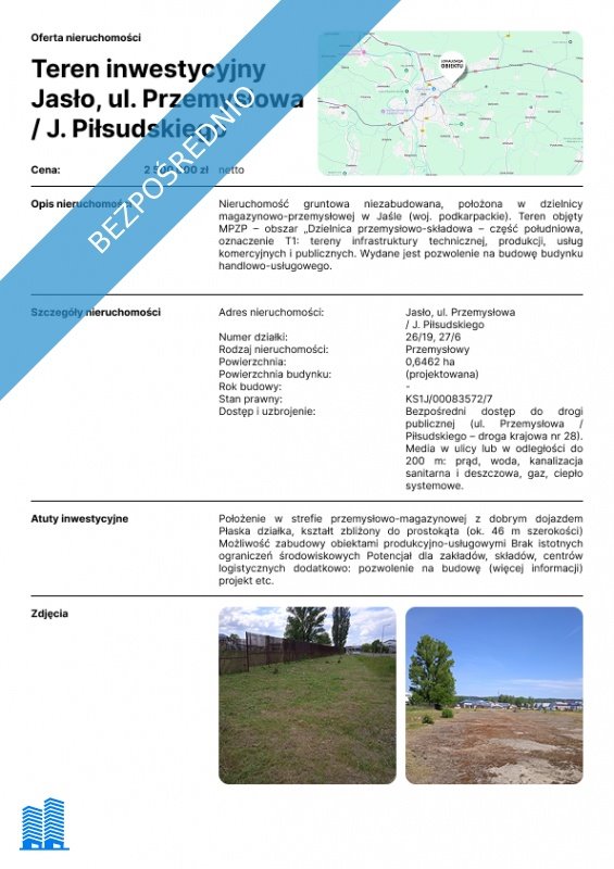 Działka inwestycyjna na sprzedaż Jasło, Przemysłowa  6 462m2 Foto 1