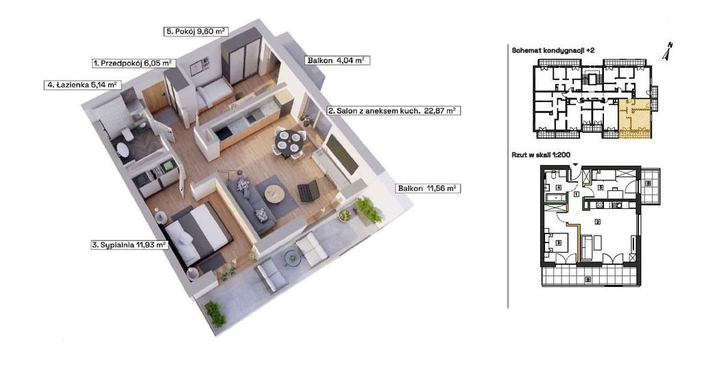 Mieszkanie trzypokojowe na sprzedaż Katowice, Wełnowiec, Modelarska  57m2 Foto 2