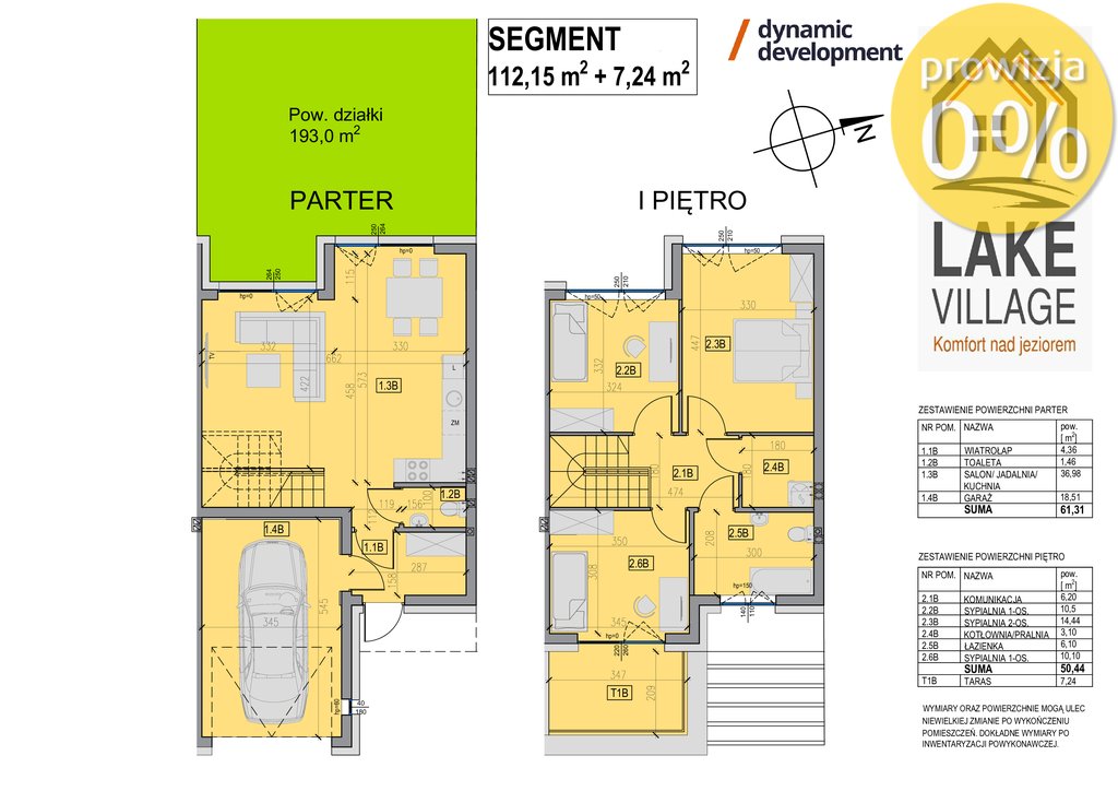 Segment narożny 112 m2 z ogródkiem, garaż, park z jeziorem Zamienie  112m2 Foto 1