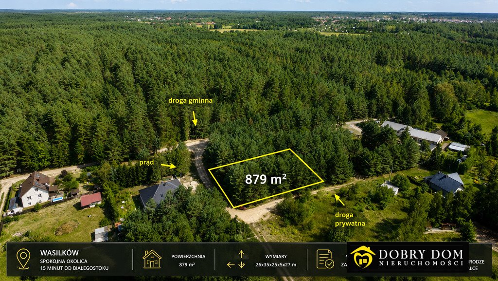 Polecam działkę 879 m² w Wasilkowie z warunkami zabudowy Wasilków  879m2 Foto 1