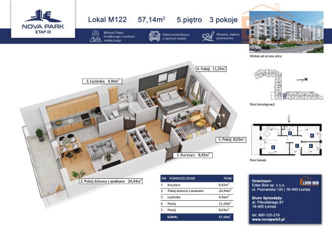 Mieszkanie trzypokojowe na sprzedaż Łomża, Akademicka  57m2 Foto 1