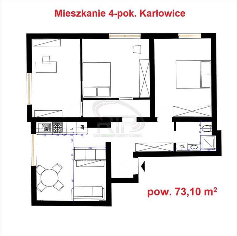Mieszkanie czteropokojowe  na sprzedaż Wrocław, Wrocław-Psie Pole, Karłowice, Mochnackiego  73m2 Foto 7