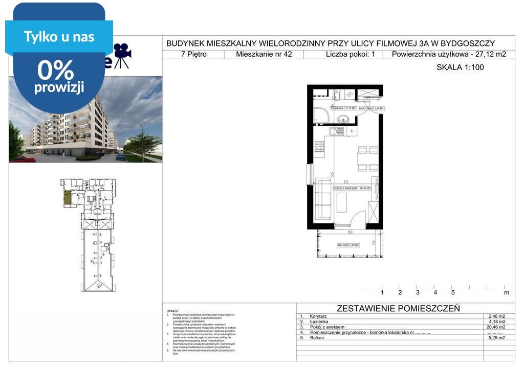 Polecam kawalerkę 27 m² na Bartodziejach Małych w Bydgoszczy Bydgoszcz, Bartodzieje Małe, Filmowa  27m2 Foto 1