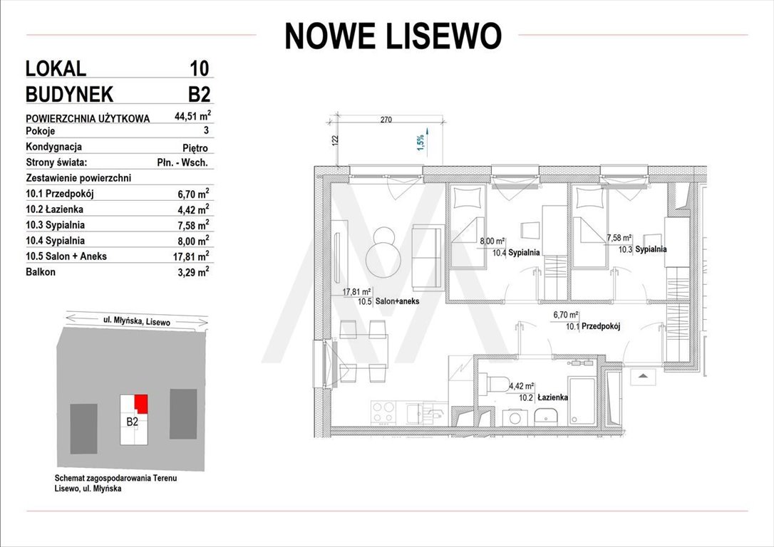 Mieszkanie trzypokojowe na sprzedaż Lisewo, Nowe Lisewo, Nowe Lisewo, Lisewska  47m2 Foto 12