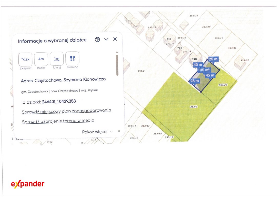 Działka 1115 m² z pełnym uzbrojeniem i pięknym widokiem Częstochowa, Szymona Klonowicza  1 115m2 Foto 1
