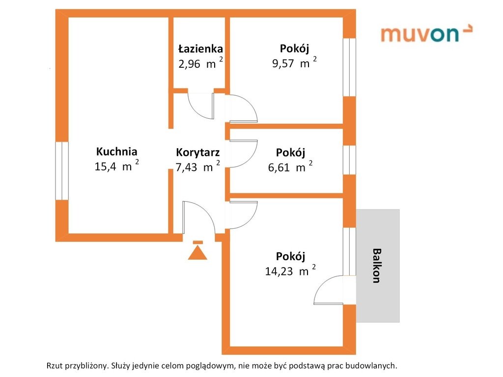 Mieszkanie trzypokojowe na sprzedaż Chodzież, Władysława Reymonta  56m2 Foto 8