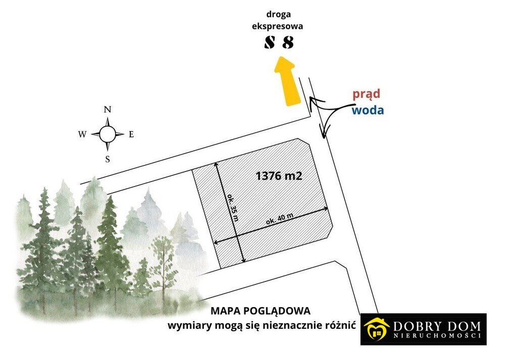 Działka budowlana 1376 m² z warunkami zabudowy, media, blisko natury Rzędziany  1 376m2 Foto 1