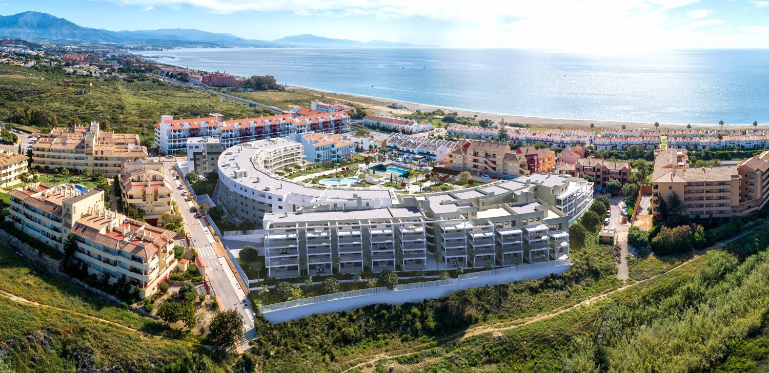 Przestronne 3-pokoje z widokiem na morze, blisko plaży Hiszpania, La Chullera, La Chullera, Manilva, Málaga  121m2 Foto 1