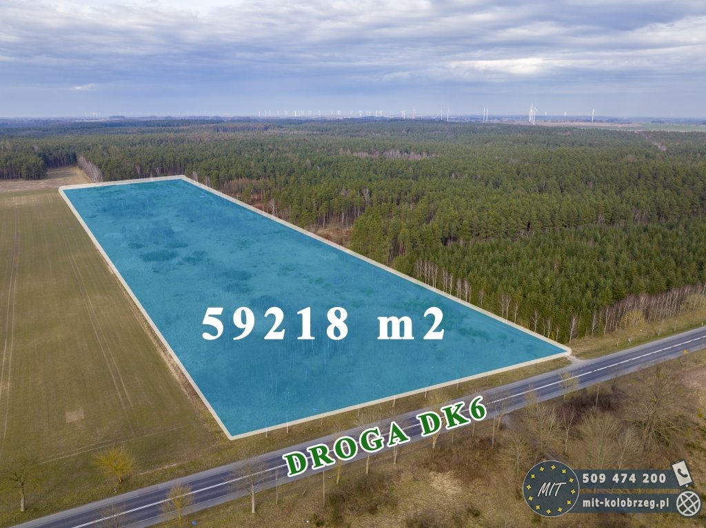 Działka rolna 59 218 m² z mediami, las, wjazd z DK6 Dębica  59 218m2 Foto 1