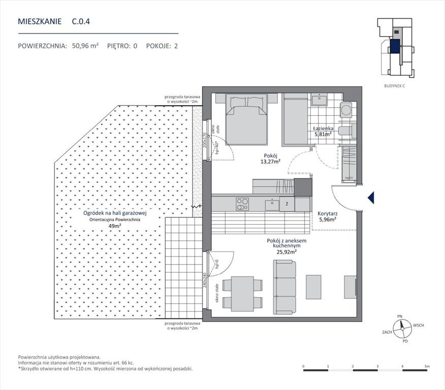 Na sprzedaż nowoczesne 2-pokojowe mieszkanie 50,96 m² w Gdańsku Gdańsk, Morena, Morenowe Wzgórze  51m2 Foto 1