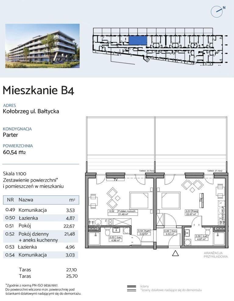 Mieszkanie dwupokojowe na sprzedaż Kołobrzeg, Bałtycka  61m2 Foto 3