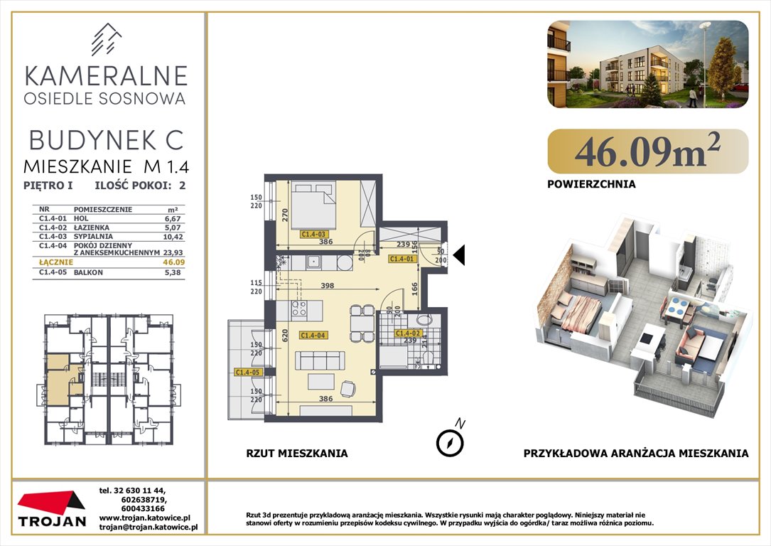 Mieszkanie dwupokojowe na sprzedaż Rybnik, Paruszowiec, Sosnowa 20B/4  46m2 Foto 1