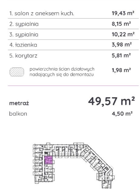 Mieszkanie trzypokojowe na sprzedaż Poznań, Żegrze, Wagrowska  50m2 Foto 5