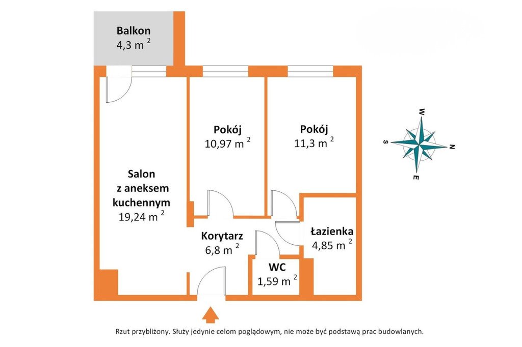 3 pok.  na Białołęce - 54,75 m². Świetny rozkład! Warszawa, Ostródzka  55m2 Foto 1