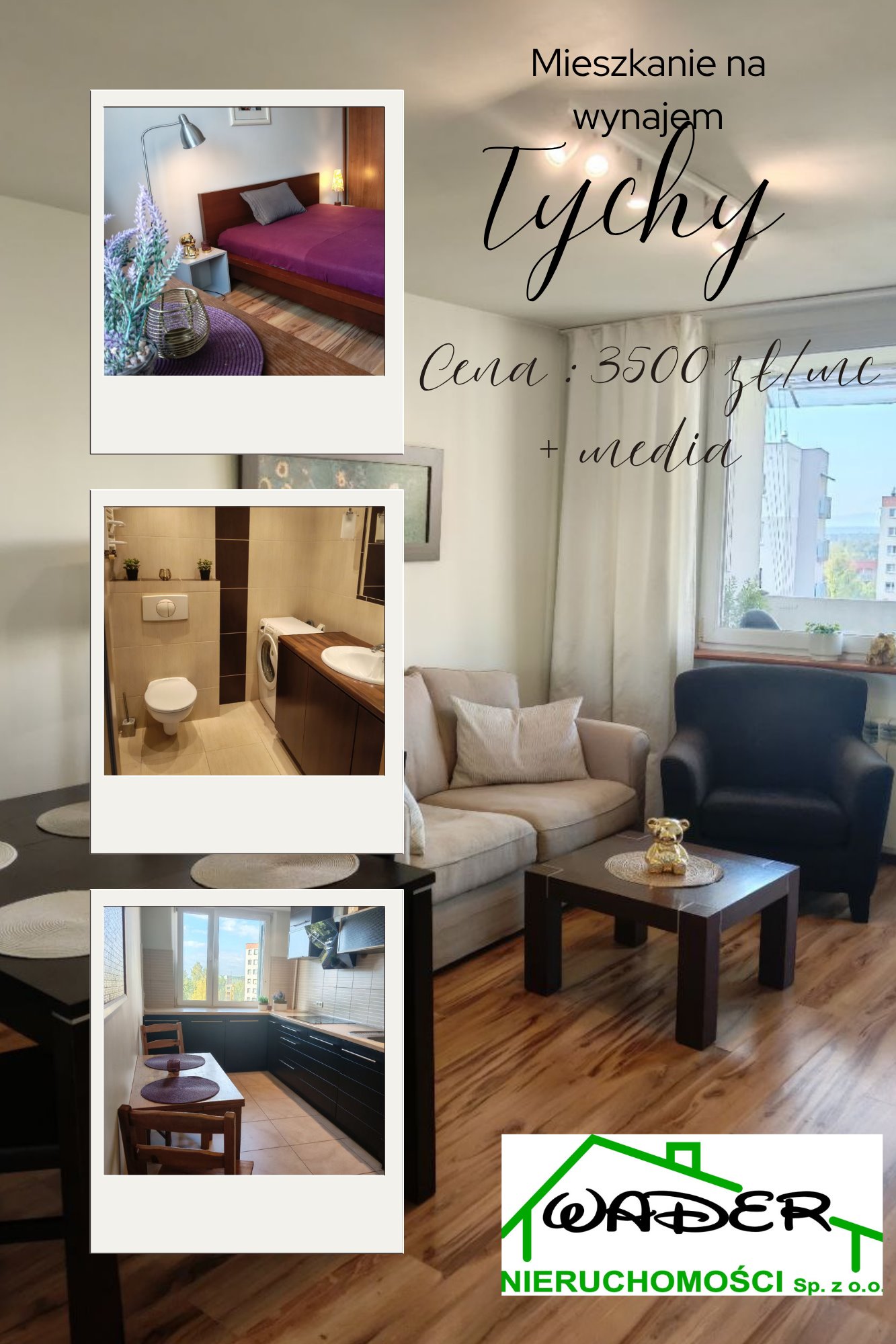 Mieszkanie trzypokojowe na wynajem Tychy, Śródmieście  67m2 Foto 1