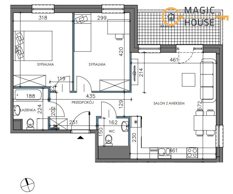 Nowoczesne 3-pokoje w Horizon blisko morza i plaży Gdańsk, Letnica, Starowiejska  66m2 Foto 1