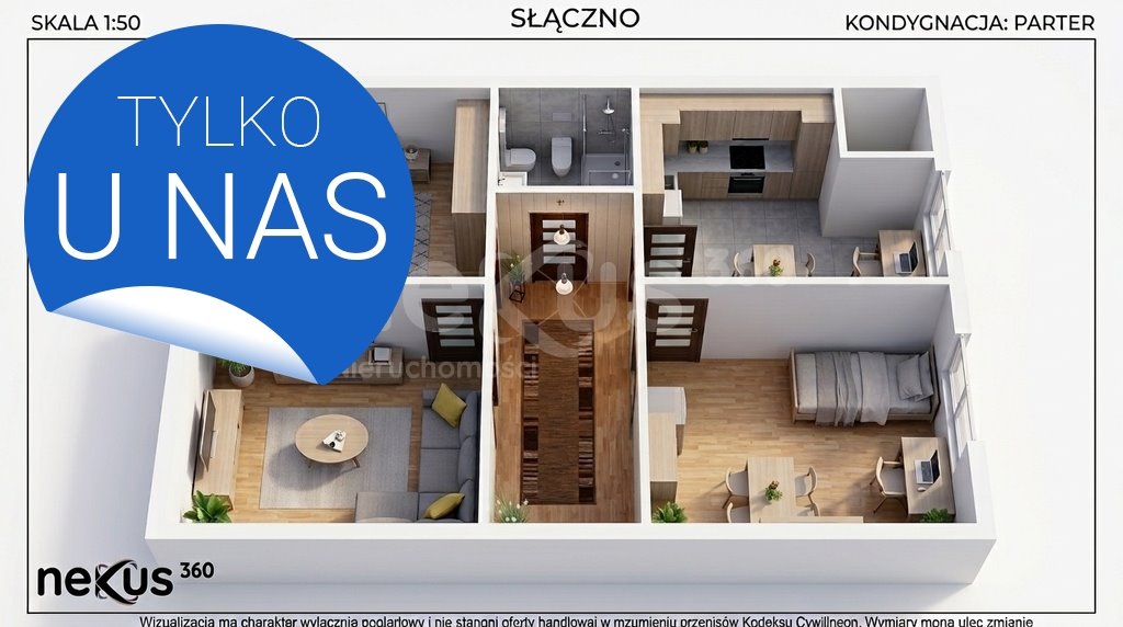 Przestronne 3 pokoje z garażem w Słącznie, niski blok: Słączno