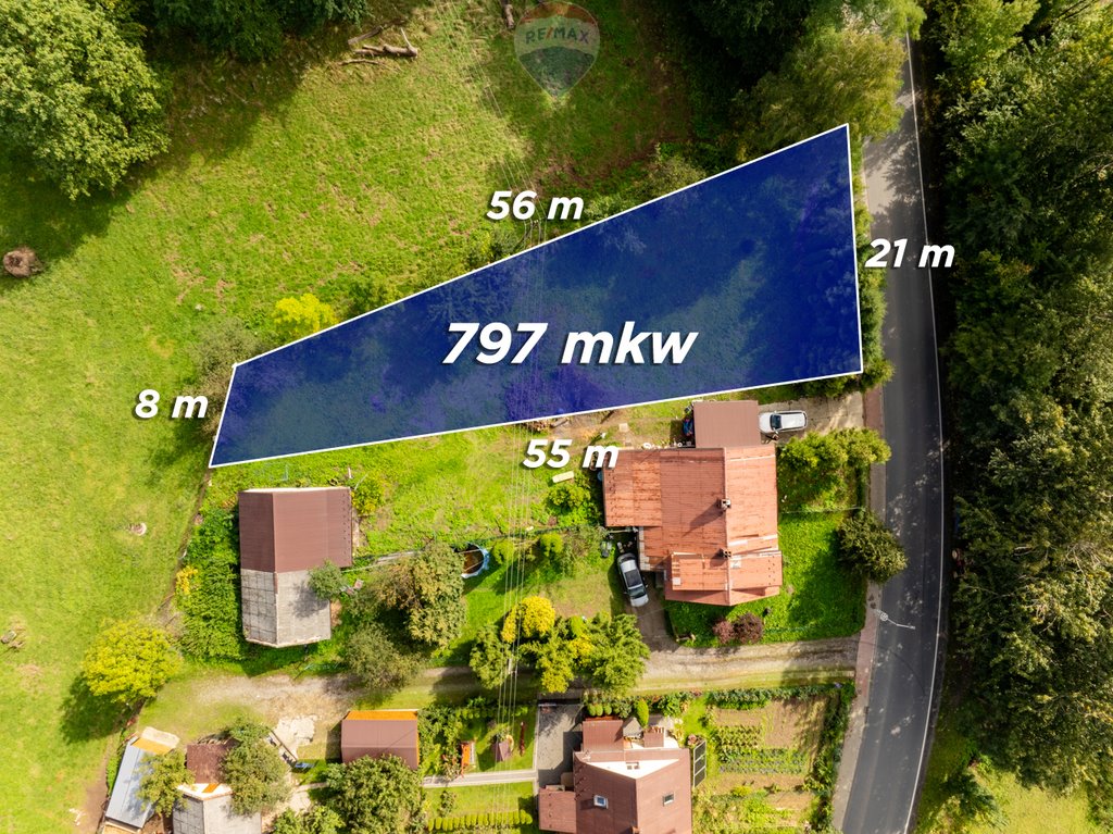 Działka 797 m2 z mediami, plan MU, blisko natury Jodłownik  797m2 Foto 1