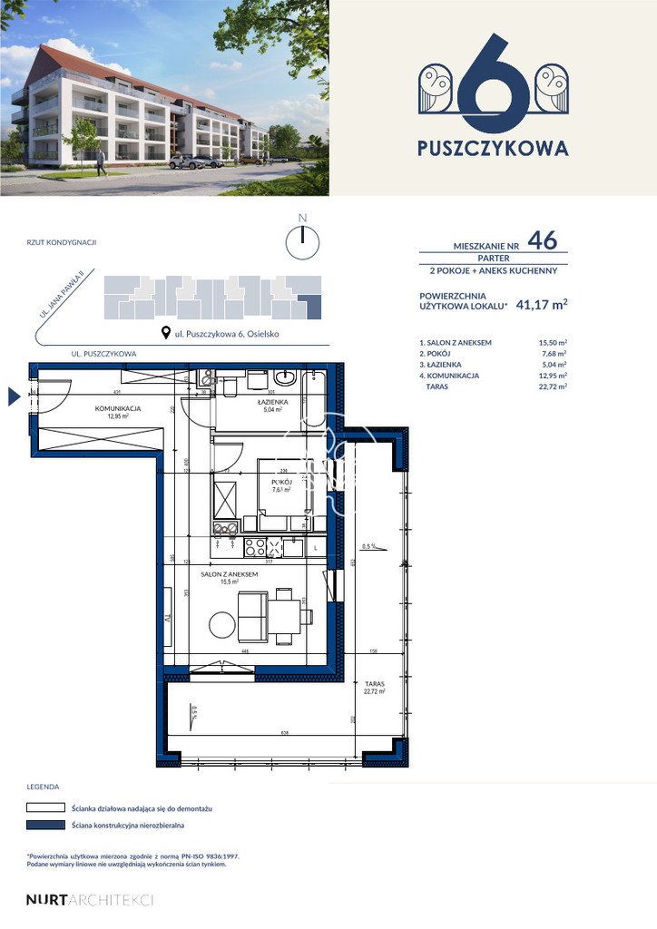 Mieszkanie dwupokojowe na sprzedaż Osielsko, Puszczykowa  41m2 Foto 5