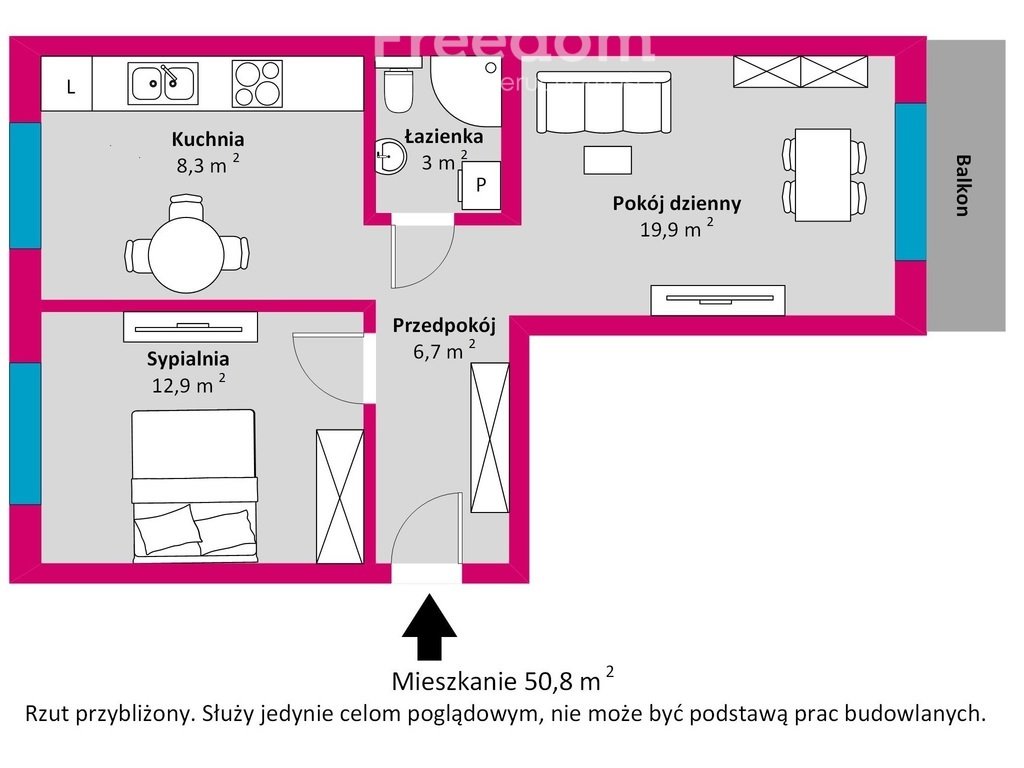 Mieszkanie dwupokojowe na sprzedaż Białystok, Pałacowa  51m2 Foto 9