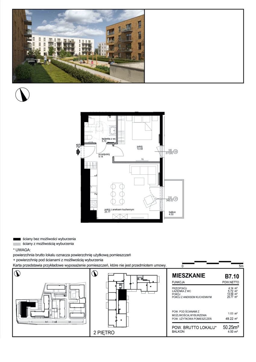 Mieszkanie dwupokojowe na sprzedaż Rotmanka, prof. Mariana Raciborskiego  50m2 Foto 3