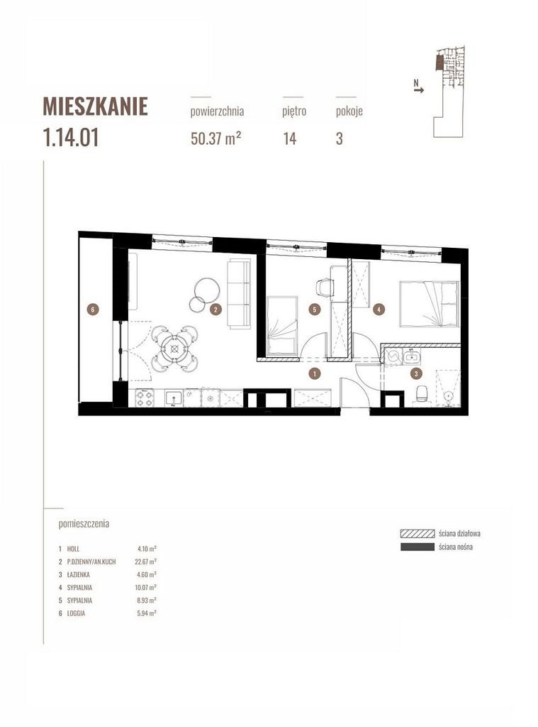 Mieszkanie trzypokojowe na sprzedaż Katowice, Katowicka  50m2 Foto 2