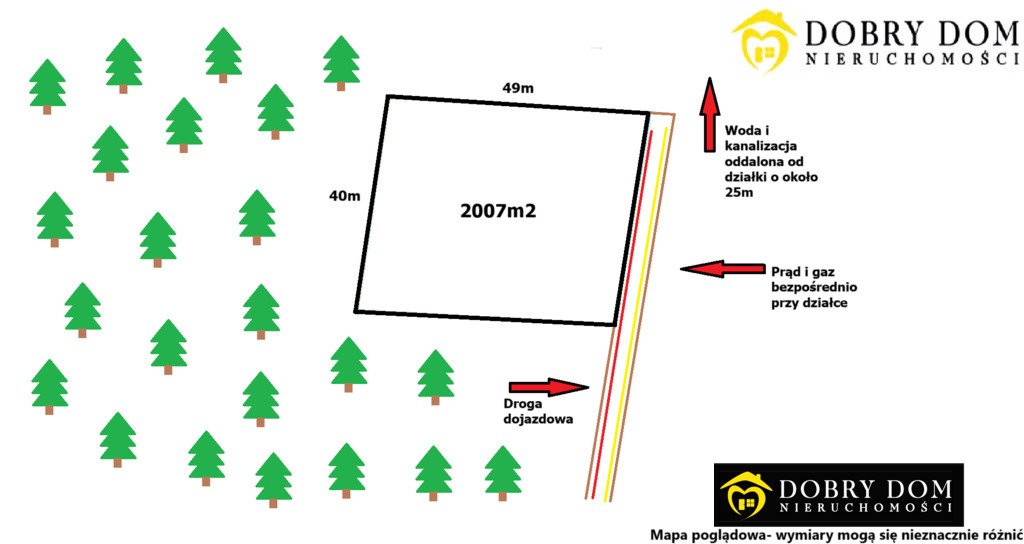 Działka 2007 m² pod dom z dużym ogrodem, media przy granicy Sobolewo  2 007m2 Foto 1