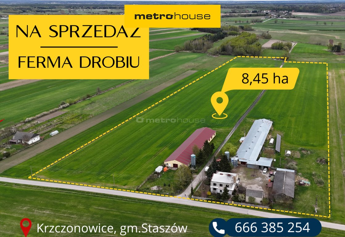 Ferma drobiu z 6 ha, silosy, dom i staw w Krzczonowicach Krzczonowice  78 000m2 Foto 1
