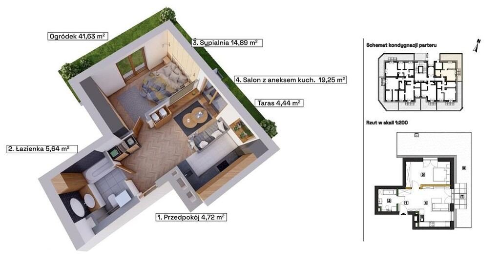 Mieszkanie dwupokojowe na sprzedaż Katowice, Wełnowiec, Modelarska  45m2 Foto 2