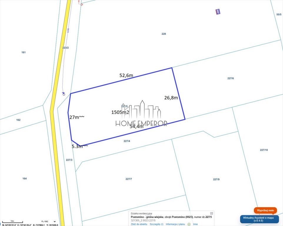 Działka 1502 m² w Postomino - media w ulicy, plan zagospodarowania Postomino  1 502m2 Foto 1