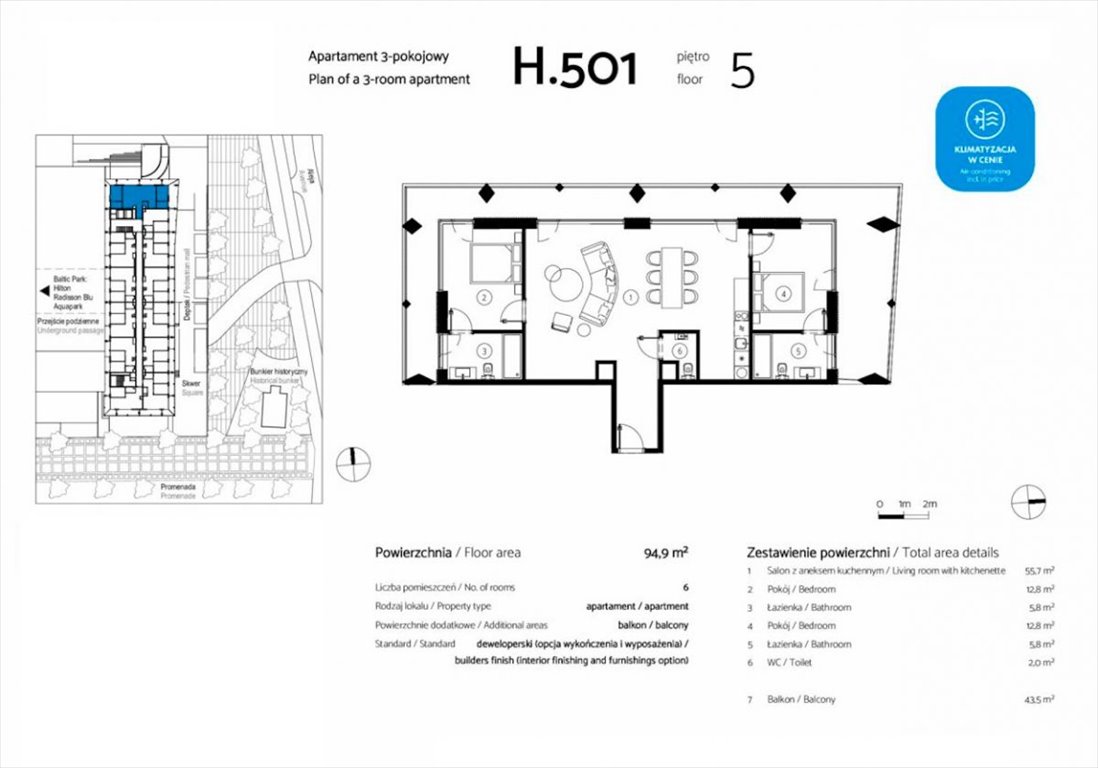 Mieszkanie trzypokojowe na sprzedaż Świnoujście, Uzdrowiskowa  93m2 Foto 3