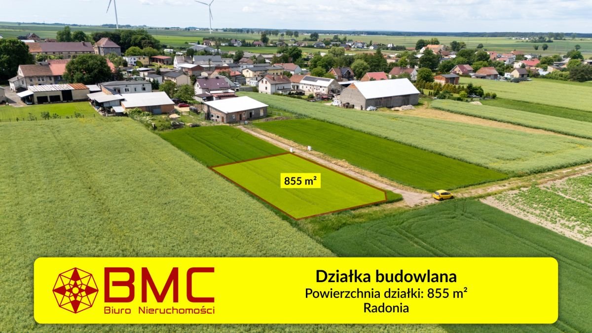 Działka budowlana 855 m² w Radoni z mediami i możliwością podziału Radonia  855m2 Foto 1