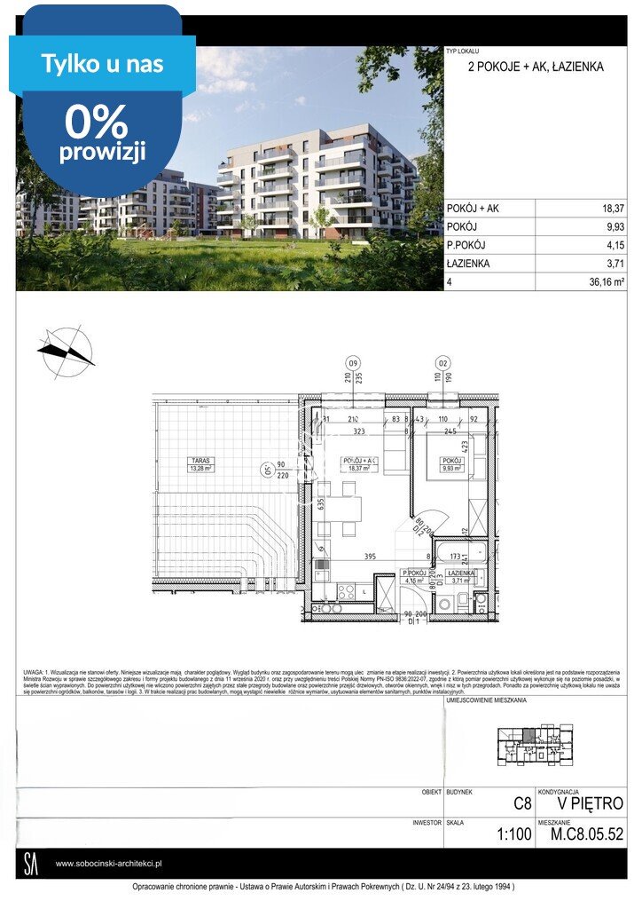 Nowoczesne 2-pokojowe mieszkanie 36,16 m² w Fordonie - polecam! Bydgoszcz, Fordon, Fordońska  36m2 Foto 1